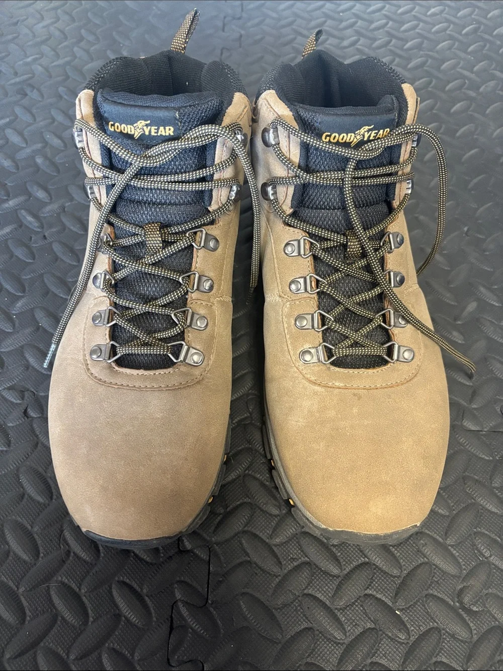 Goodyear Ontario Walnut Hiking Boots Mens 13 Tan Mid Top Work Boot GY204677
